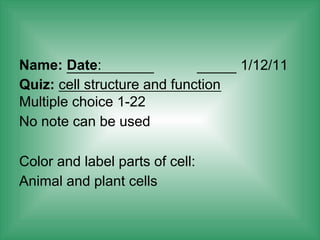 cell structure. and its function in detail | PDF
