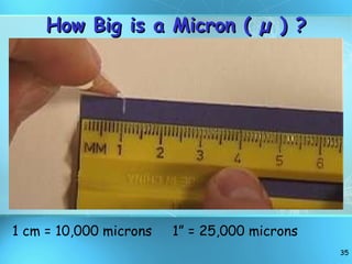 How Big is a Micron ( µ ) ? 1 cm = 10,000 microns  1” = 25,000 microns 
