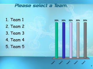Please select a Team. Team 1 Team 2 Team 3 Team 4 Team 5 