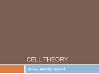 CELL THEORY
Review, and dig deeper!
 
