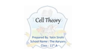Cell Theory
Prepared By: Yatin Sirohi
School Name : The Aaryans
Class : 11th A
 