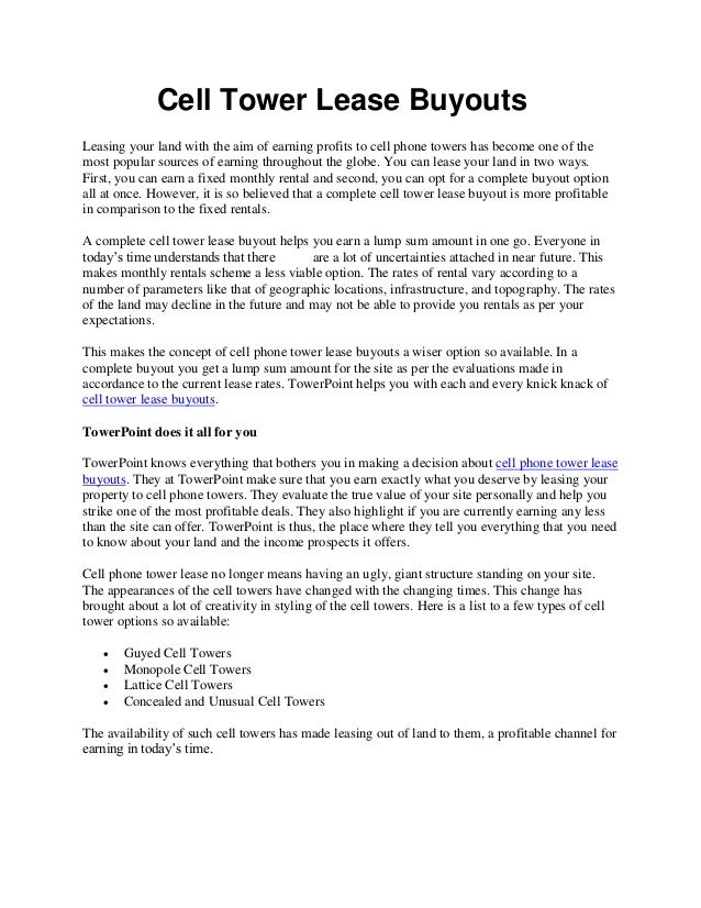 Cell tower lease buyouts