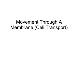 Movement Through A Membrane (Cell Transport) 