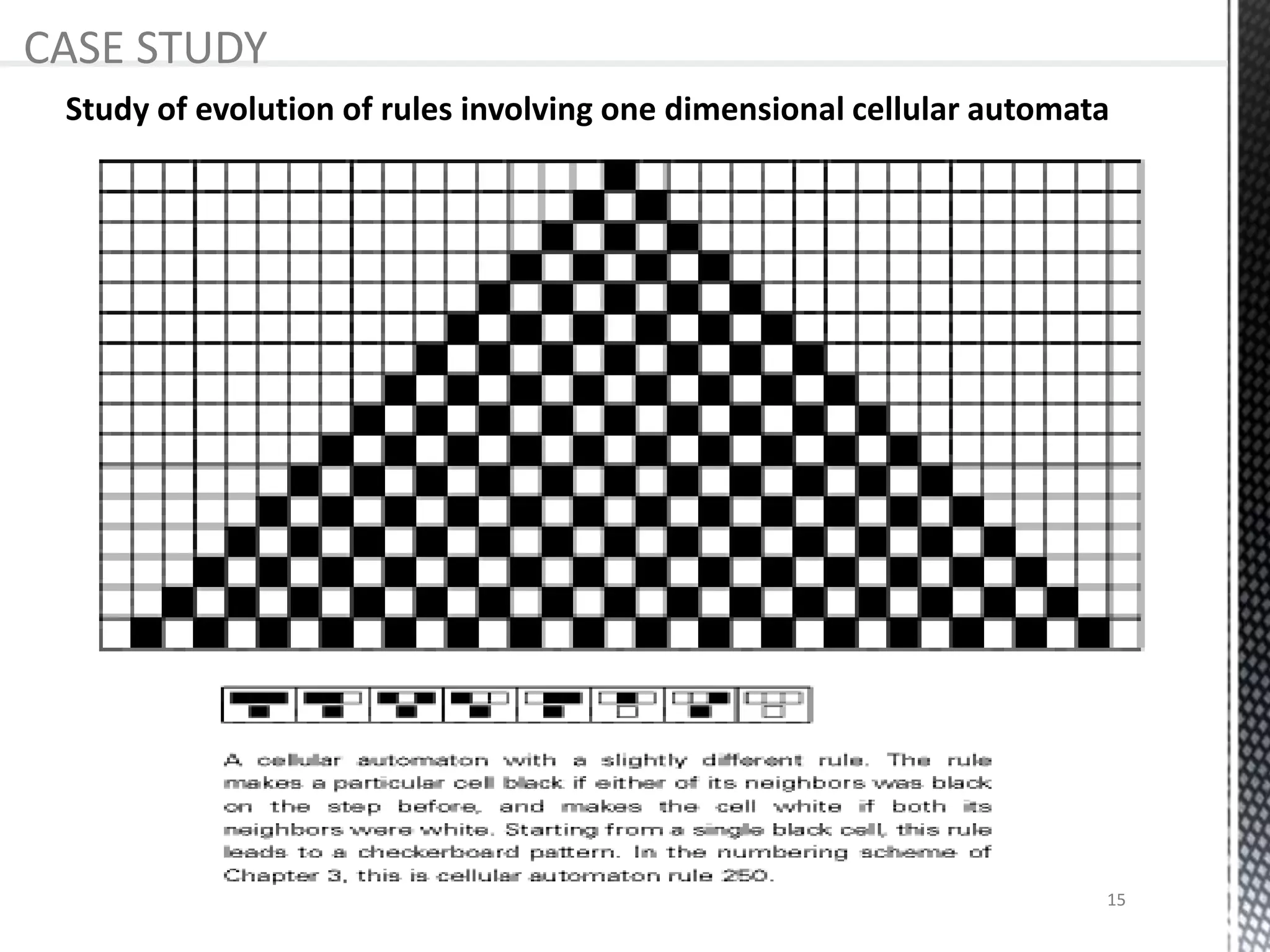 Study of evolution of rules involving one dimensional cellular automata
CASE STUDY
15
 