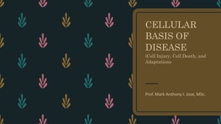 CELLULAR
BASIS OF
DISEASE
(Cell Injury, Cell Death, and
Adaptations
Prof. Mark Anthony I. Jose, MSc.
 
