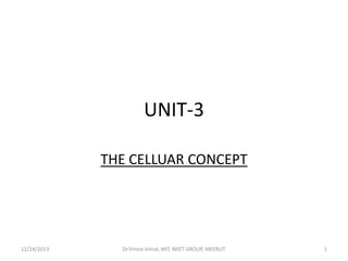 UNIT-3
THE CELLUAR CONCEPT

12/24/2013

Dr.Vrince Vimal, MIT, MIET GROUP, MEERUT

1

 