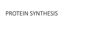 PROTEIN SYNTHESIS
 