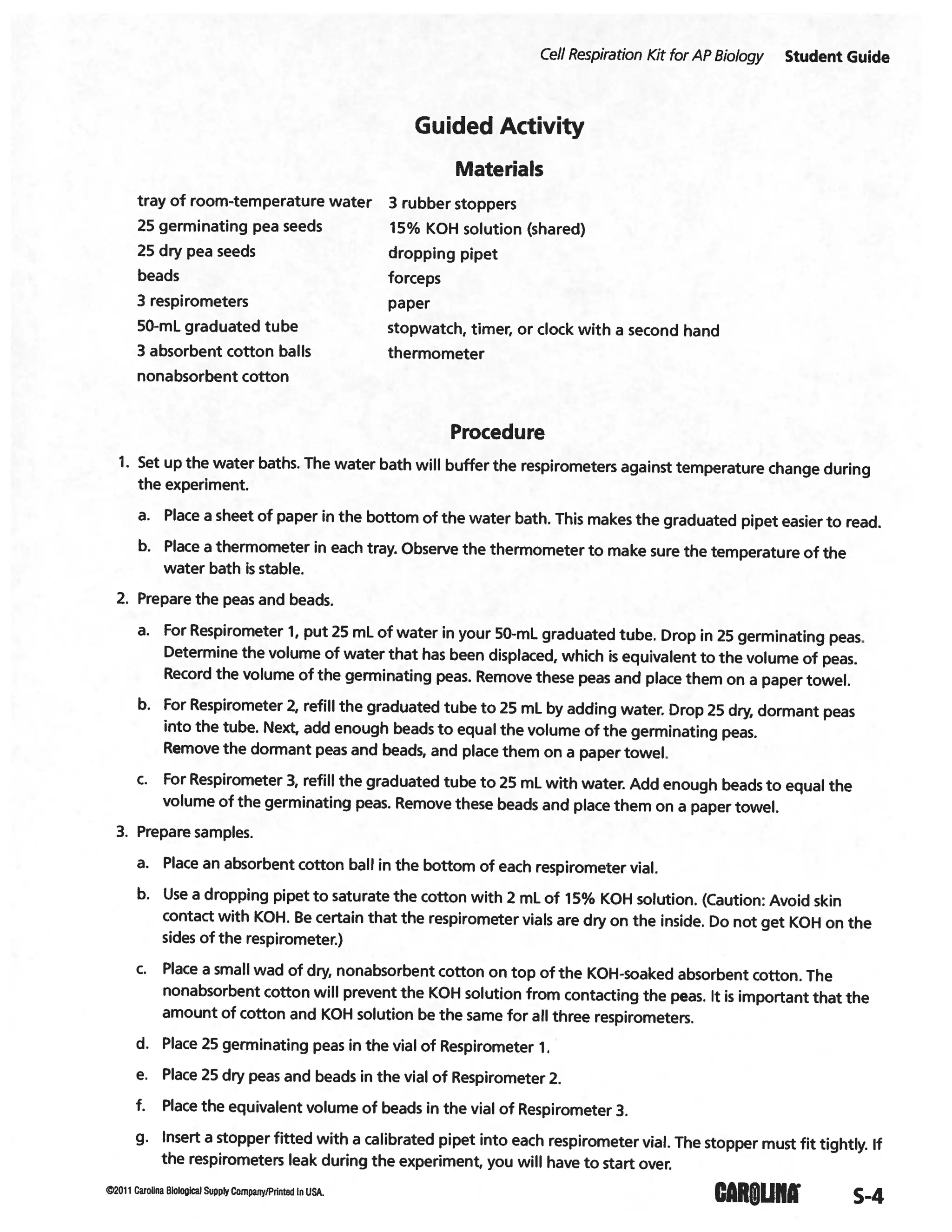 Cellular respiration lab