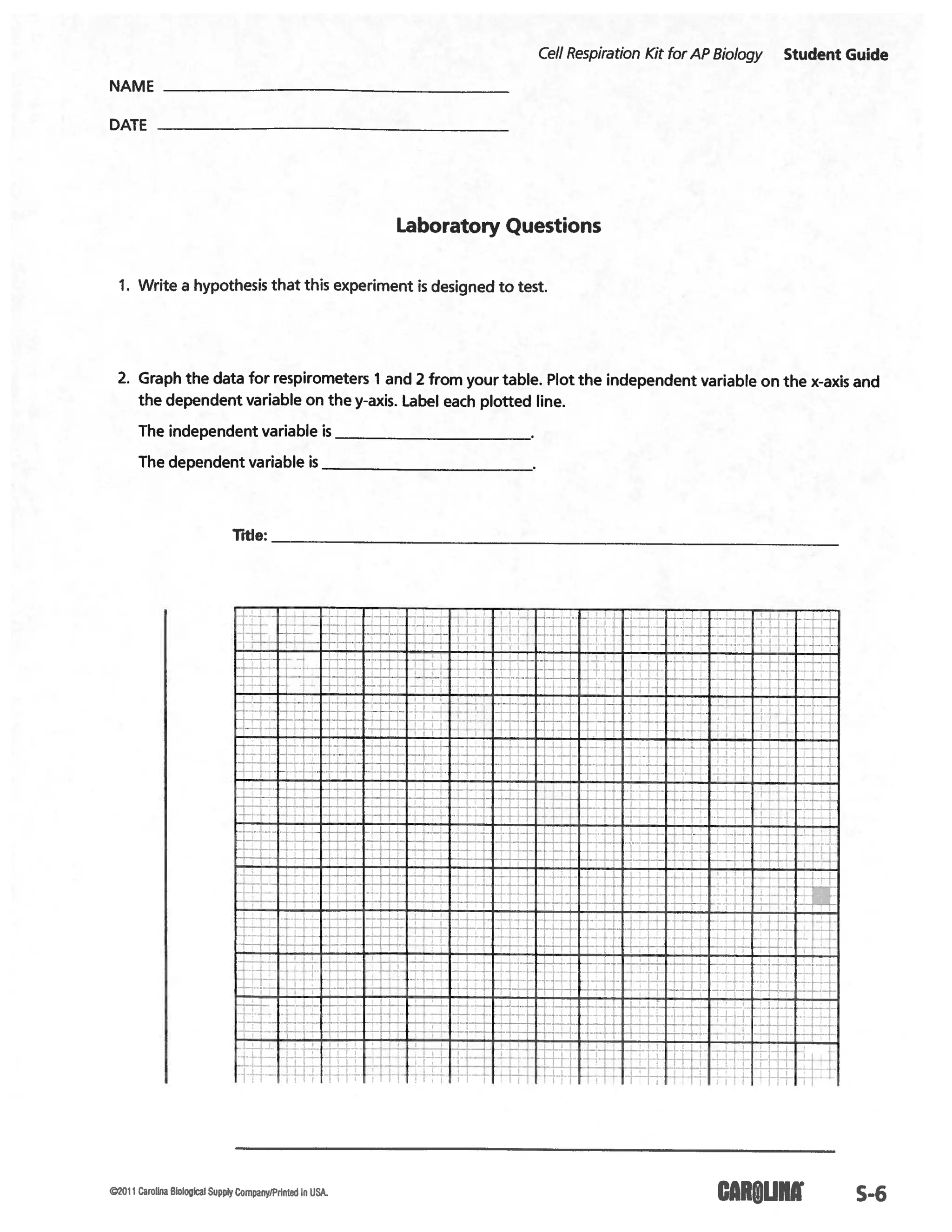 Cellular respiration lab
