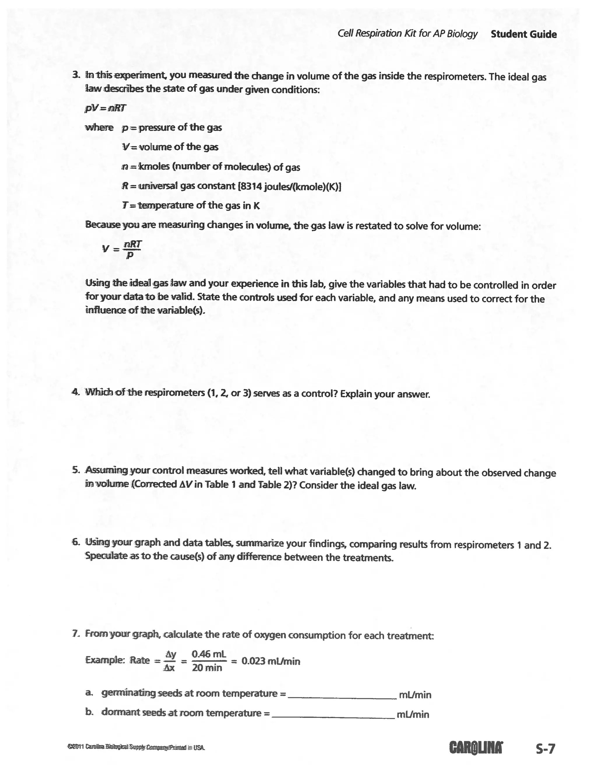 Cellular respiration lab