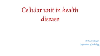 Cellular unit in health
disease
Dr.T.Arivazhagan
Department of pathology
 