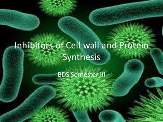 Inhibitors of Cell wall and Protein
Synthesis
BDS Semester III
 