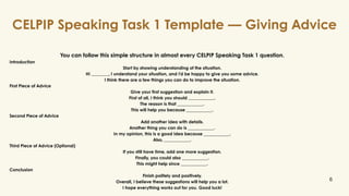 Mastering CELPIP Speaking Task 1: Effective Advice-Giving Strategies | PDF