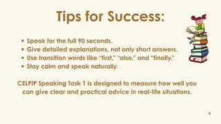 Mastering CELPIP Speaking Task 1: Effective Advice-Giving Strategies | PDF