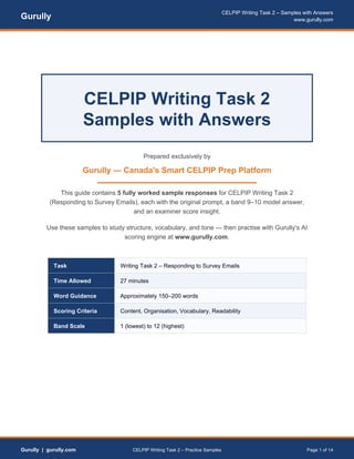 Mastering CELPIP Writing Task 2: Sample Emails & Expert Tips | PDF