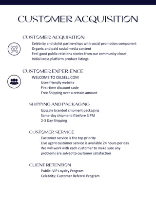 CUSTOMER ACQUISITION
CUSTOMER ACQUISITION
Celebrity and stylist partnerships with social promotion component
Organic and p...