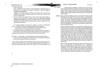 Letersi Teksti tregimtar
204
n
ISMAIL KADARE
■§
'•
fj
•St
4. Prandaj asaj i lind
ideja per t’u bere mire
njerezve ne fund te
jetes; ne vetvete ajo eshte e bindur se, perderisa Vdekja iu shfaq vetem asaj, do
te thoshte se ajo ndryshe nga njerezit e zakonshem, zoteronte aftesine e
komunikimit me boten tjeter.
...Naiante me nje komedi zbavitese. Amaranta nuk shfaqte as piken e hutimit apo te
turbullimit, asnje brengosje e deshperim, perkundrazi, po dukej sikur detyra qe merrte
persiper e kishte perterire...
Vini re se autori thote “ngjante” dhe jo “ishte”, duke e lene pezull interesin e
lexuesit: ne kete pershkrim te realizmit magjik eshte fshire kufiri ndermjet
realitetit dhe fantastikes. Komunikimit i Amarantes me boten e te vdekurve behet
i besueshem,pasi edhe ne realitet,ekziston vertet komunikimi shpirteror ndermjet
te gjalleve dhe te vdekurve.
5. Te gjitha pergatitjet e Amarantes per vdekjen e saj autori i pershkallezon
shume « natyrshem, duke dalluar pergatitjet materiale dhe ato shpirterore.
* ...Po ate mengjes kishte thirrur nje marangoz dhe e kishte porositur t'i merrte
9 masen per arkivolin, si te ishte fjala per masen e ndonje fustani...
* Kjo nderhyrje e autorit te le pershtypjen sikur edhe ai vete guditet me qetesine e
* personazhit te tij. Kjo eshte nje vegori stilistike e Markesit, qe i le personazhet te <a
veprojne, pavaresisht prej tij. Kjo i bSn ato aq reale dhe aq te besueshme.
'■5
a 6. Pohimi “ Ta dine te gjithe ...qe Amaranta Buendia po iken nga kjo bote e paprekur,
* ashtu si erdhi, ndonese ne gojen e saj ndihet si krenari, se kishte jetuar nje jete pa
* asnje mekat, nga autori percillet si nje ironi e fatit.
'* Nder vegorite dalluese te stilit te Markesit eshte prirja per ta shkrire poezine me ,4
prozen. Ne roman fraza eshte e ndertuar sipas rregullave te ligjerimit prozaik, por * ne
gdo hap ndihet perjetim poetik i botes dhe meditimi per te. Kemi gershetim te ®
elementit fantastik, me ate fetar, zakonor dhe real.
©
1
“Keshtjella” - SKEMA E ANALIZES
Te dhena Romani “Keshtjella” u botua ne vitin 1970 ne Tirane.
Koha rreth se dies zhvillohen ngjarjete romaniteshte mesjeta. Nje fakt
historik,rrethimi i Krujes nga nje ushtri osmane prej shtatedhjete mije
vetash, i sherben autorit si themel per te shkruar kete roman me teme
historike. Me simboliken dhe gjuhen artistike ky liber i kalon caqet e nje
romani historik.
Subjekti Qadrat e bardha te rrethuesve osmane e kane kthyer mjedisin perreth
keshtjelles ne nje peizazh dimeror. Grupe etnike, qe nga akinxhinjte
deri te batalionet e elites se jenigereve apo te serdengjeshtlereve, te
renditur ne menyre hierarkike, perbejnd kontingjentin e trupave
osmane. Ne kampin e turqve gjendet gjithgka qe i duhet ushtrise dhe
kryekomandantitte saj te pergjithshem,Tursun Pashait,per fuqizimin e
forces se tyre luftarake - qe nga fonderia e derdhjes se topave, deri te
hanemet nazike te haremit.
Rrefimi mbeshtetet ne betejat mes shqiptareve ne fortesen e tyre dhe
armates osmane ne fushimin e tyre. Pjeset ku flitet per keshtjetlaret jane
te shkurtra dhe te shkruara si te jene shkeputur nga kronika te vjetra
(rrefimi ne kete rast behet ne veten I shumes). Pjesa me e madhe e
rrefimitmbeshtetet tek osmanet, te cilet vizatohen permes perpjekjeve
te deshperuara per te thyer qendresen e keshtjellareve,pasi strategjite
e tyre deshtonin njera pas tjetres. Pak kohe pas rrethimit, fillojne e
prezantohen anetare te kampit osman, qe e kalojne naten duke
bredhur neper gadra dhe duke pire raki. Ata jane Mevla Qelebiu,
kronikani zyrtar i ekspedites; Sadedini,poeti, qe ka per detyre qe fitoret
e turqve t’i ktheje ne vargje epike; astrologu i kampit, qe ka per detyre
te percaktoje kur yjet jane te mbare per nje sulm, dhe Tuz Okgan, nje
oficer jeniger.
Rrefimi vertitet rreth ketyre te katerve, por edhe te disa personazhe te
tjera, si kryeveqilharxhit apo kryemekanikut, per t’u perqendruar
kryesisht te kryekomandanti Ugurlu Tursun Pashai. UdheheqSsi i
ekspedites, Tursun Pashai, karakterizohet nga nje pasion i gmendur
per pushtet, i cili e kthen menyren e tij te te vepruarit ne nje refleks te
ulet, te pamenduar. Nga ky rrethim varet nderi i tij personal, ndaj
zgjidhja e vetme pas deshtimit me keshtjellen i mbetet vetevrasja.
t*
S'j
$
&
 
