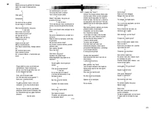 279
w
V
Prapa diellit te vene, se shnderuan
memedhene. S’jam semure per
jatruar, se s’me ka gje koka mua, po
te me ndegjosh nje fjale.
V.
Foie, g’do te thuash valle!
Do t’me lesh dhe sot pa gjume? T.
Kemi ara, vreshta shume...
V.
Te gjitha g’duhen i kemi, sido zoti
vete jemi; sine s’ka shume te tjere.
T.
Sa qe e ndyera vjehrre, pas takatit
pleqerise, bente punet e shtepise, dhe
kur ktheneshe nga ara, gjeje darkene
perpara;
bej me pare,
Esht’ i vogele, moj Tane! T.
...............V
Teksti dramatik i
T '
Qo te shog?
Nuke do te me ndegjog!
Ndegjo dhe mua nje here.
V.
Te ndegjoj, pa hajde bjere.
T.
Te vi, po te me apg fjalen, qe do te
martojme djalen.
V.
Puna s’benet me nje nate, do
menduar gjer’ e gjate.
T.
Qdo menduar, pa me thua?
V.
C’vajze do t’i apem grua?
T.
Mos e ki kete qeder: djalen tene
kush s’e merr?
Kush nuk e do Gjinon tim. q’eshte
nga trimat me trim?
V.
Trimerine s’ja nxe dheu!
T.
Nuk eshte si djale beu...
Po eshte i mire dhe i mbare, kush
ta rrembeje me pare.
S’eshte ndonje djale i mbetur, une
nusen ia kam gjetur.
V.
Ja ke gjetur? Po g’e thone?
T.
Qupen e gjitonit tone.
V.
Cine gupe, Marigone?
Qupen e zotit Kore?
T.
Ajo nuse ben per mua.
V.
Po eshte’e madhe moj grua.
Njezet vjege!
T.
Kaq e dua.
Nuk marr nuse per sise, po per
punet e shtepise.
Te dije te ngase qete, se nuk mund
t’i ngas vete, te na beje dru nga
mali.
Letersi
Neser porsa qe te gdhihet Do t’dergoj
djalin me vrape Te bjere jatrone
prape.
T.
Cilen jatro?
V.
Adhamutne.
T.
Se shoh dot me sy gifute.
As per mace s’i ve bese!
V.
Mos kuvendo keshtu, moj grua.
T. (me inat)
Nuk e dua, nuk e dua!
Pse s’sheron gruan e tij?
Se nga ajo ha e pi...
Ndaj e mori me nje sy,
I dalgine qe te dv.
V.
G’jatro te te bie une?
Mitrua s’eshte ketune,
Dhe Naum kokeshiniku, Keteje natene
iku...
Ne vende te tjera vane,
Ketu veteme na lane.
Ikn’ e muarre Misire, u hante koka per
brire!
T.
ne veshte te jem e nd’ are?
Te te bej dhe drek’ e darke?
Tani s’mund se jam plake.
V.
Plake? S’je plake, moj grua, po
je ashtu si te dua.
T. (me te lutur)
Te te vije keq per mua: punete jane te
renda, s’punoj dot jashte dhe brenda.
V.
Puno sa te duash vete, arat jepi me te
trete.
T.
Kjo pune s’benete kurre, po djali na u
be burre.
Ndaj te lutem ta martojme, erdhi dita
te gezojme.
Ne pa nuse pse te rrime?
Kur te kem nusene ndihme, punete
behene vete.
Nuk rojeme me jete!
Pse s’me flet?
V.
Q’te them, moj grua?
Quditem me g’fjale thua!
Katermbedhjete vjeg djale do ta
martosh?
T.
Sa jam gjalle, dua te gezojsi
meme!
V.
C’ke qe qa prape tanine?
T. (me lot)
Ku te mos qaj un’e mjera?
U te flas me perendine, ti me
flet fjale te tjera!
V.
Eja moj grua ner mende.
T.
Cluditem me koken tende.
V.
Sado qave, ngreu bjere.
T.
S’je baba si te tjere!
Thuajme, per perendine, pse s’do
ta martojme Gjine?
Q’thua? Pa shukoi shtane. Bota nuke
shohne vjete. Shihe sa mori perpjete:
dukete njezet vjeg djale, kur hipen e
breth me kale, me mua kur u martove,
sa vjeg jeshe, mos harrove? Tani per
djalene tone do te nderrojme zakone?
V.
Mos kerko g’benim njehere, po shuko
g’bejne te tjere; shuko bejne
rrenjedale, nuk ka dhe ai djale,
Kur i thashe ta martoje,
“Le te beje si te doje, s’me ha malli
per tim bire, u per vete te rrojmire”,
me tha dhe me ktheu krahet. T.
I muarre mente grate!
Te bukur njeri qe gjete!
Aite kish ment per vete, nuk
shkretonte shtepine, s’kish marre
poropotine! Mendjeprishur, zemerligu
La te shoqen dhe iku!
E zeza grua se g’hoqi!
Gruaja vdiq nga qederi!
Kete kerkonte dhe derri: tani mb an
disa te tjera,
I vafte shpirtine ferra.
V.
Minji gdhiete, moj Tane!
Tani le bejne menjane dhe hajde te
fleme prane, eja se me mori gjumi.
(Shtrihet) T.
Dhe mua me marrte lumi!
V.
Pa dhe neser kuvendojme.
T.
Djalene do ta martojme.
V.
Pa te shome...
ssmeg
 