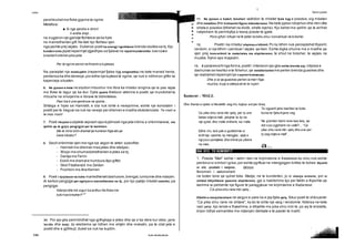 i
124 MHMMMI
Ca pika shiu rane mbi qelq, per ty une
betas ndjeva mall, jetojme te dy ne
nje qytet, dhe rralle shihemi, sa rralle.
Edhe m’u duk pak e guditshme si
erdh kjo vjeshte, ky mengjes, qiejt e
ngrysur pa lejleke dhe shirat pa ylbere
ne mes.
Wmm
Leter
pershkruhetme floke gjysme te ngrire:
Metafora:
■ Si nga qendra e dimrit
ti erdhe drejt...
na sugjeron nje gjendje ftohtesie qe ka hyre
ne marredhenien gift.Ne fakt kjo ftohtesi vjen
nga jashte prej vajzes. Duketse poeti ka energji ngrohtesie brenda studios se tij.Kjo
kundervenie jepetnepermjetzgjedhjes se fjaleve ne raport kundershtie: kokrrizat e
bresherit shkrinin pike-pike
Per te ngrire serish ne frizerin e kujteses.
Na paraqitet nje moskuptim (nepermjet fjales kyg enigmatike) ne kete marred henie,
perderisa ka dhe denesje,por edhe nje kujtese te ngrire, qe nuk e ndihmon giftin ta
kaperceje situaten.
6. Ne pjesen e trete ne studion mbushur me libra ka mbetur enigma qe la pas vajza
me floke te lagur qe ka ikur. Fjala qoshe thekson vetmine e poetit, qe mundohet ta
mbushe ne shoqerine e librave te bibliotekes:
Pasi ike ti une qendrova ne qoshe...
Shfaqja e hijes se Hamletit, e cila nuk ishte e nevojshme, eshte nje konstatim i
poetit per te treguar se nuk ka nevoje per dilemen e madhe ekzistenciale: Te rrosh a
te mos rrosh!
7. Poeti rikujton subjekte veprash apo kujtimesh nga jeta intime e shkrimtareve, me
qellim qe te gjeje pergjigjet per te tashmen:
Me te mira ishin dramat qe humben Nga ato qe
kane mbetur?
8. Secili shkrimtar vjen me nga nje vegori te veten specifike:
- Hamleti me dilemen mes jetes dhe vdekjes;
- Xhojsi me shumedomethenien e jetes se tij;
- Dantja me Ferrin
- Eskili me dramate humbura Apo giftet:
- Skot Fitzxherald me Zelden
- Pushkini me Ana Kernen
9. Poeti i njejteson ne kohe marredhenietdashurore,brengat,lumturine dhe ndarjen.
Ai kerkon pergjigje per ngrirjen e marredhenies se tij, por kjo pyetje mbetet retorike, pa
pergjigje:
Ndonje dite me siguri ka ardhur Ne floke me
kokrriza bresheri? 34
34 Por ajo gka permblidhet nga gjithgkaja e jetes dhe qe s’ka vlere kur vdes, jane
lavdia dhe turpi, dy ekstreme qe lidhen me virtytin dhe mekatin, pa te cilat jeta e
poetit dhe e gjithkujt, duket se nuk ka kuptim.
Teksti poetik
11. Ne pjesen e katert, bresheri vazhdon te mbetet fjale kyg e poezise, sig mbeten
dhe metafora dhe krahasimi figura mbizoteruese. Ne kete pjese ndryshon dhe ritmi dhe
strata e poezise (kthehet ne distik, strafe dyshe). Kjo behet me qellim qe te arrihet
natyrshem te permbyllja e kesaj poezie te gjate.
Porsi gifuti i kthyer ne fe tjeter la behu shiu i konvertuar ne bresher.
12. Poetit i ka mbetur shpresa e kthimit. Po ky kthim nuk perceptohet thjesht,
random,si nje kthim i penduar i vajzes qe iken. Eshte digka shume me e madhe qe
vjen prej konvertimit te materiales me shpirteroren; te shiut ne bresher, te vajzes ne
muzike, fryme apo kryqezim.
13. E pavaresishtnga forma,poetit i intereson ajo gka eshte brenda saj: ndjesia e
dashurise se heshtur e te fshehur,qe metaforizohet me perlen brenda guaskes dhe
qe realizohetnepemjetnje veprimi krahasues:
Dhe si ai qe guaskes perlen ia merr Nga
muzika, kryqi a vdekja do te te nxjerr.
Koment - MALL
Dhe thenia e vjeter e Heraklitit seg m’u kujtua sot per dreq:
Te zgjuarit jane bashke ne bote,
kurse te fjeturit jane veg.
Ne g’enderr kemi rene kaq keq, qe
dot s’po zgjohemi ne valle?... “Ca
pika shiu rane mbi qelq dhe une per
ty seg ndjeva mall”.
a..
IKA KYC TE KOMENTiT
1. Poezia “Mall” eshte i vetmi rast ne krijimtarine e Kadarese ku shiu nuk eshte
perdorur si simbol i grise,por eshte pgrftuar ne ndergjegjen kritike te kohes thjesht
si shi, produkt i natyres,
fenomen i zakonshem
ne boten tone qe quhet toke. Madje, ne te kunderten, jo si shenje erresire, por si
simbol kthjelltesie (pasurie shpirterore), gje e habitshme kjo per faktin e thjeshte qe
tashme ai perbente nje figure te paragjykuar ne krijimtarine e Kadarese:
Ca pika shiu rane mbi qelq...
Efektin e menjehershem ne vargun e pare na e jep fjala qelq. Sikur poeti te shkruante:
“Ca pika shiu rane ne dritare", ky do te ishte nje varg i rendomte. Ndersa ne kete
rast qelqi, kjo lende e thyeshme, e kthjellte me pika shiu mbi te, po aq te kristalta,
krijon lidhje semantike me ndjenjen delikate e te paster te mallit.
 