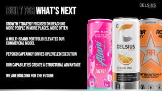 GROWTHSTRATEGYFOCUSEDONREACHING
MOREPEOPLEINMOREPLACES,moreoften
AMULTI-BRANDPORTFOLIOELEVATESOUR
COMMERCIALMODEL
PEPSICOCAPTAINCYDRIVESUPLEVELEDEXECUTION
OURCAPABILITIESCREATEASTRUCTURALADVANTAGE
WEAREBUILDINGFORTHEFUTURE
BUILTforwhat’snext
43
 