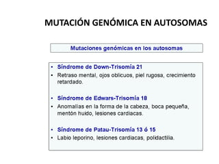 MUTACIÓN GENÓMICA EN AUTOSOMAS
 
