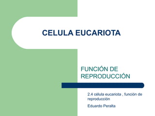 CELULA EUCARIOTA
FUNCIÓN DE
REPRODUCCIÓN
2.4 célula eucariota , función de
reproducción
Eduardo Peralta
 