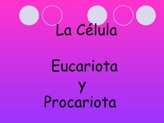La Célula

 Eucariota
     y
Procariota
 