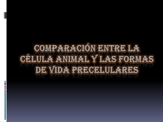 COMPARACIÓN ENTRE LA CÉLULA ANIMAL Y LAS FORMAS DE VIDA PRECELULARES 