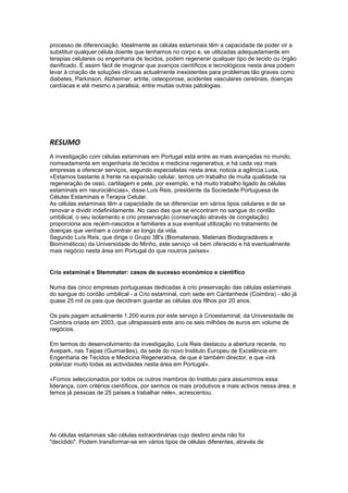 Celulas estaminais sozinho