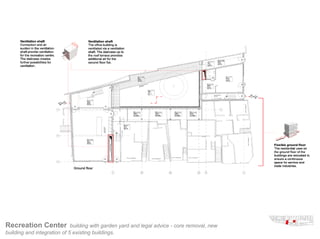 Recreation Center            building with garden yard and legal advice - core removal, new
building and integration of 5 existing buildings.
 