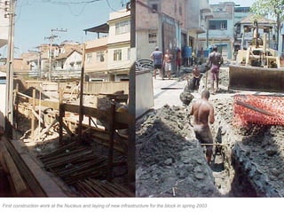 First construction work at the Nucleus and laying of new infrastructure for the block in spring 2003
 