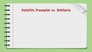 Celulitis Preseptal vs. Orbitaria
 