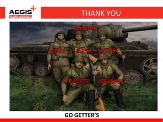 THANK YOU
         ZEESHAN


NIKHIL   HARSH HUSAIN



     PRADEEP   ABHISHEK




     GO GETTER’S
 