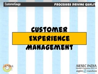 Processes Driving Quality
Customer
Experience
Management
Processes Driving Quality
 