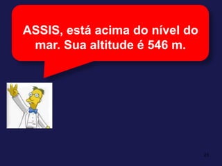 23ASSIS, está acima do nível do mar. Sua altitude é 546 m.