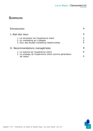 Comprendre et piloter l'expérience client - Consumerlab - Avril 2013