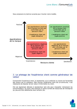 Comprendre et piloter l'expérience client - Consumerlab - Avril 2013