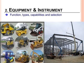 2. EQUIPMENT & INSTRUMENT
 Function, types, capabilities and selection
 