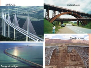 BRIDGE
Navajo bridge
Southern France
Donghai bridge
Glulam beams
 