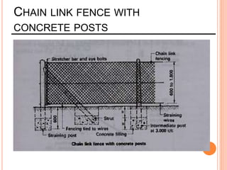 CHAIN LINK FENCE WITH
CONCRETE POSTS
 