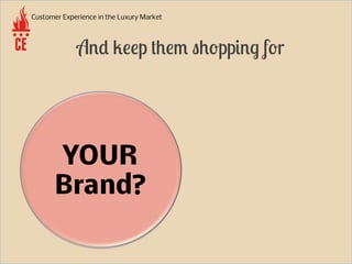 Customer Experience in the Luxury Market
YOUR
Brand?
And keep them shopping for
 