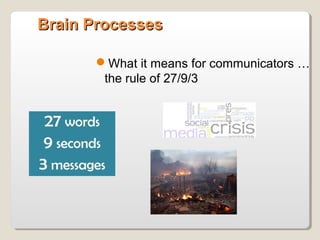 Brain ProcessesBrain Processes
What it means for communicators …
the rule of 27/9/3
 