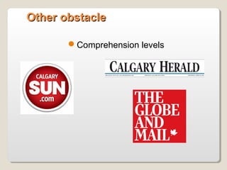 Other obstacleOther obstacle
Comprehension levels
 