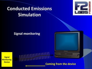 Conducted Emissions
Simulation
Signal
Monitoring
Device
Signal monitoring
Coming from the device
 