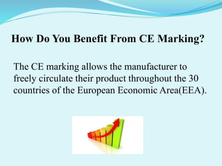 The CE marking allows the manufacturer to
freely circulate their product throughout the 30
countries of the European Economic Area(EEA).
How Do You Benefit From CE Marking?
 