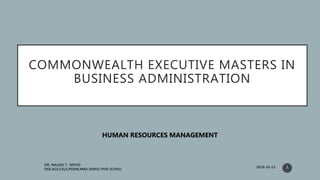 COMMONWEALTH EXECUTIVE MASTERS IN
BUSINESS ADMINISTRATION
HUMAN RESOURCES MANAGEMENT
1
 