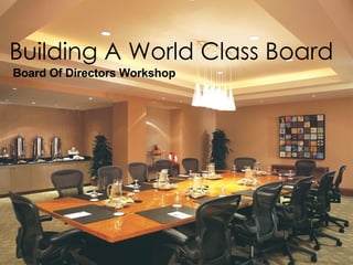 Building A World Class Board Board Of Directors Workshop 