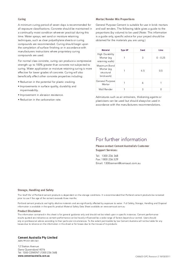 Cement Australia General Purpose Cement Data Sheet
