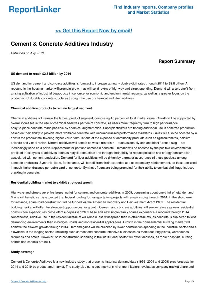 Cement & Concrete Additives Industry