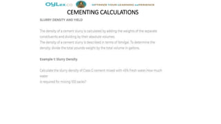 CEMENTING CALCULATIONS
 